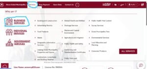 dubai municipality website Service page.