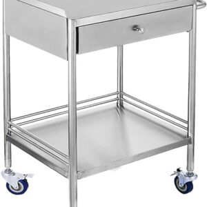 SS Trolley 2 Shelves with Drawer Stainless Steel Medical Trolley